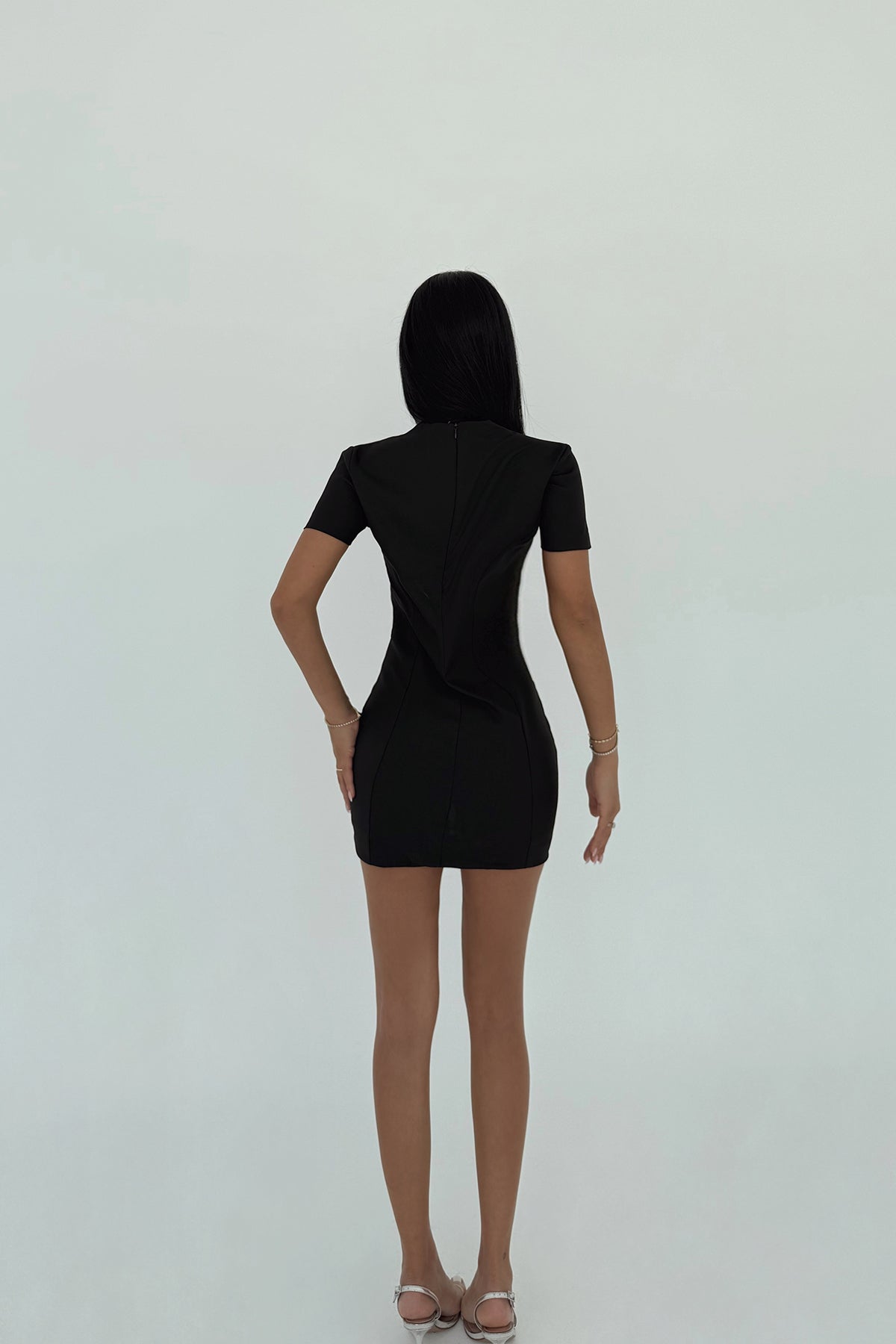 Siyah  Tiya Mini Elbise ATE-2100