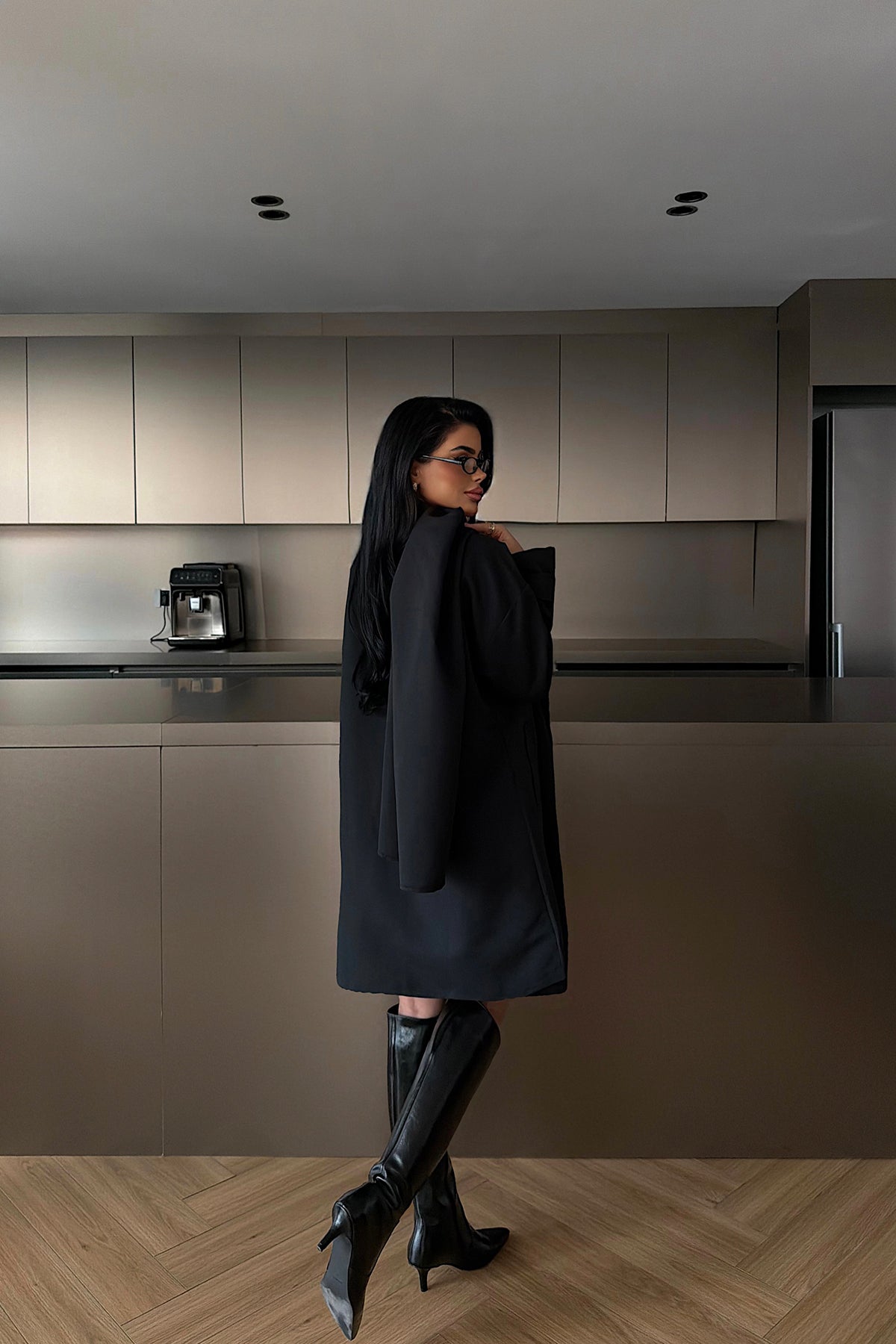 Siyah Acler Şal Yaka Trençkot ATE-1962