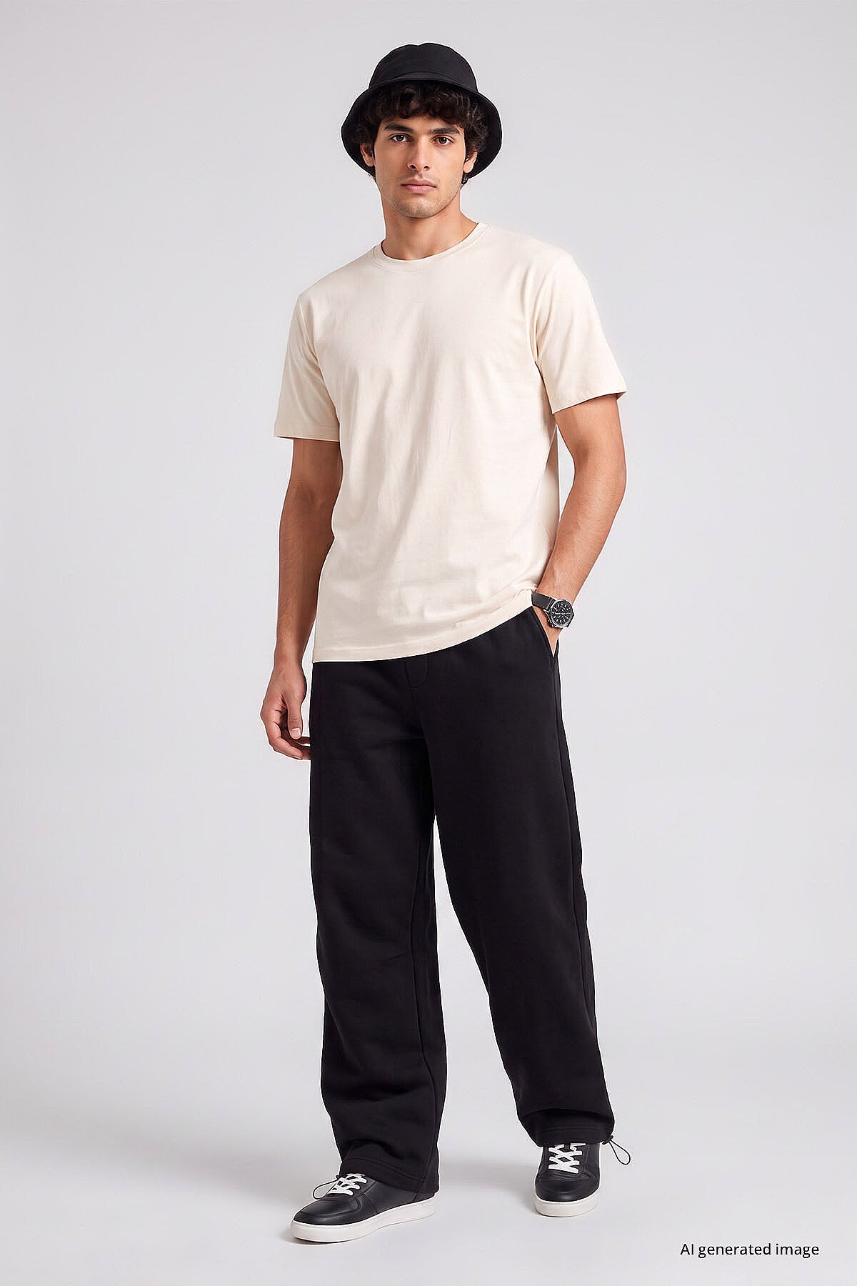 Siyah Lastikli Erkek Baggy Eşofman Alt - 82200