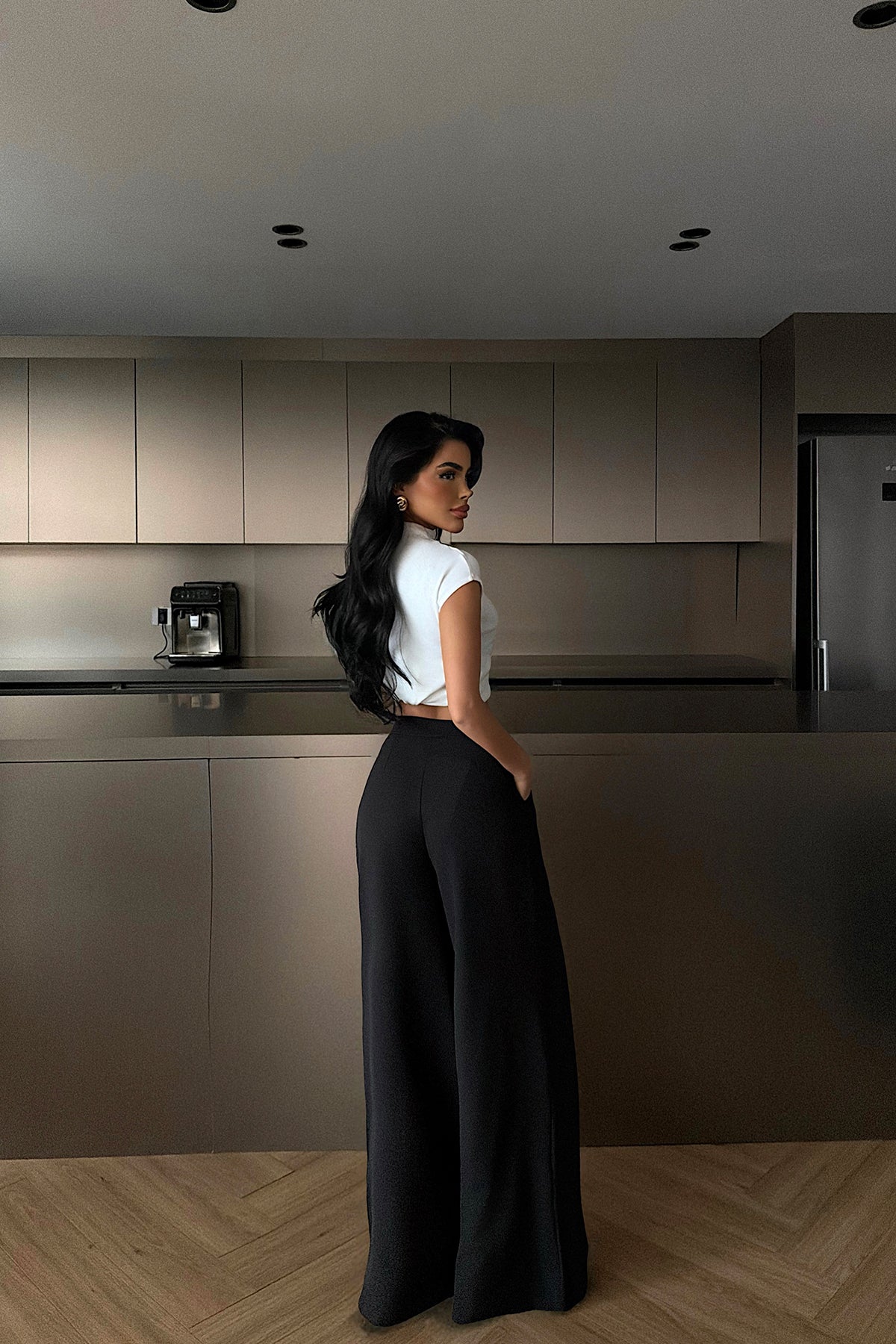 Siyah Palazzo Yüksek Bel Pantolon ATE-2560