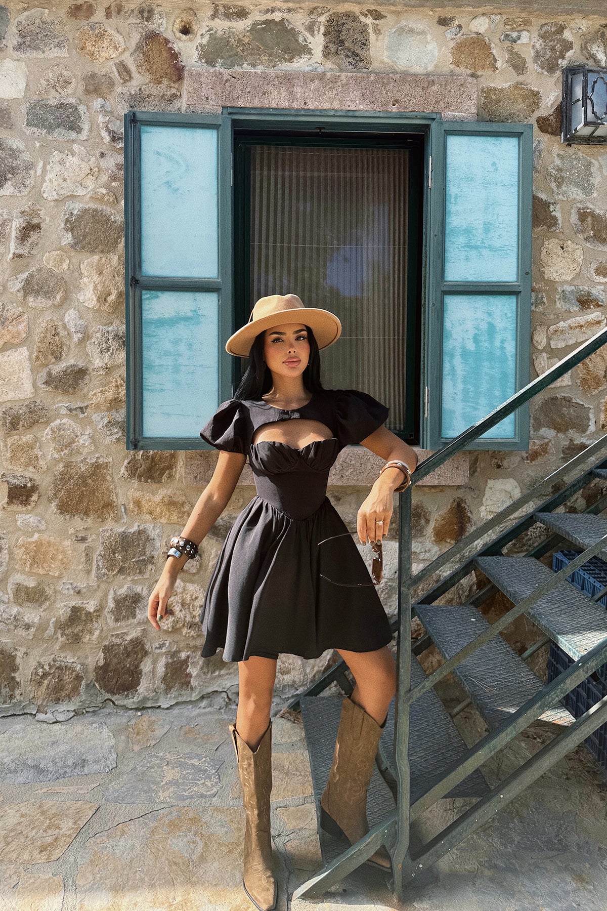 Siyah Mollie Mini Elbise ATE-3231