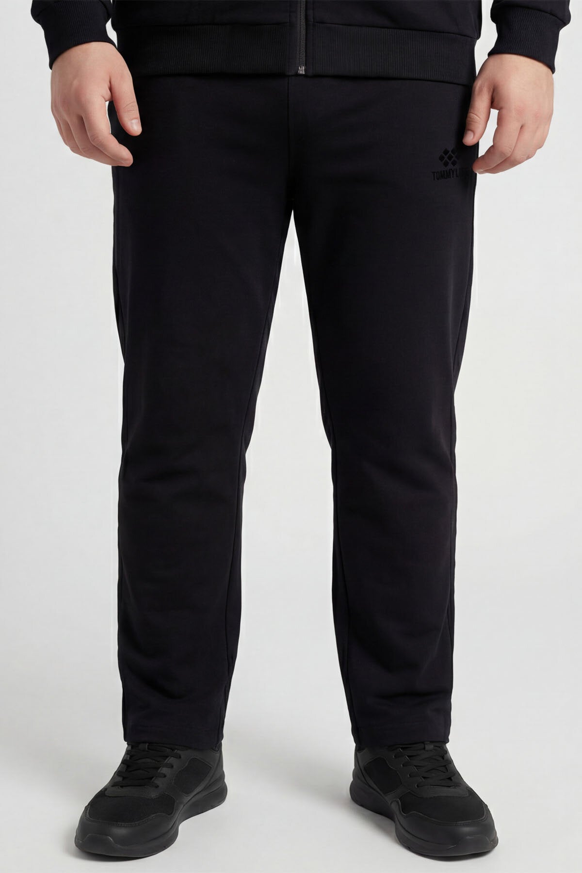 Siyah Dik Yaka Battal Büyük Beden Erkek Eşofman Takım - 85176