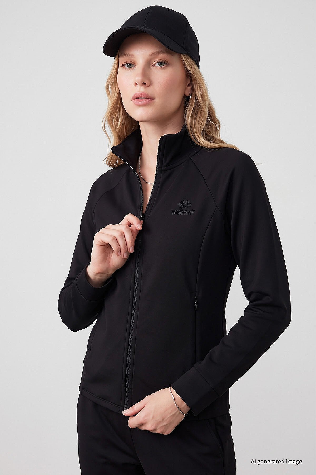 Siyah Slim Fit Kadın Eşofman Takım - 95357