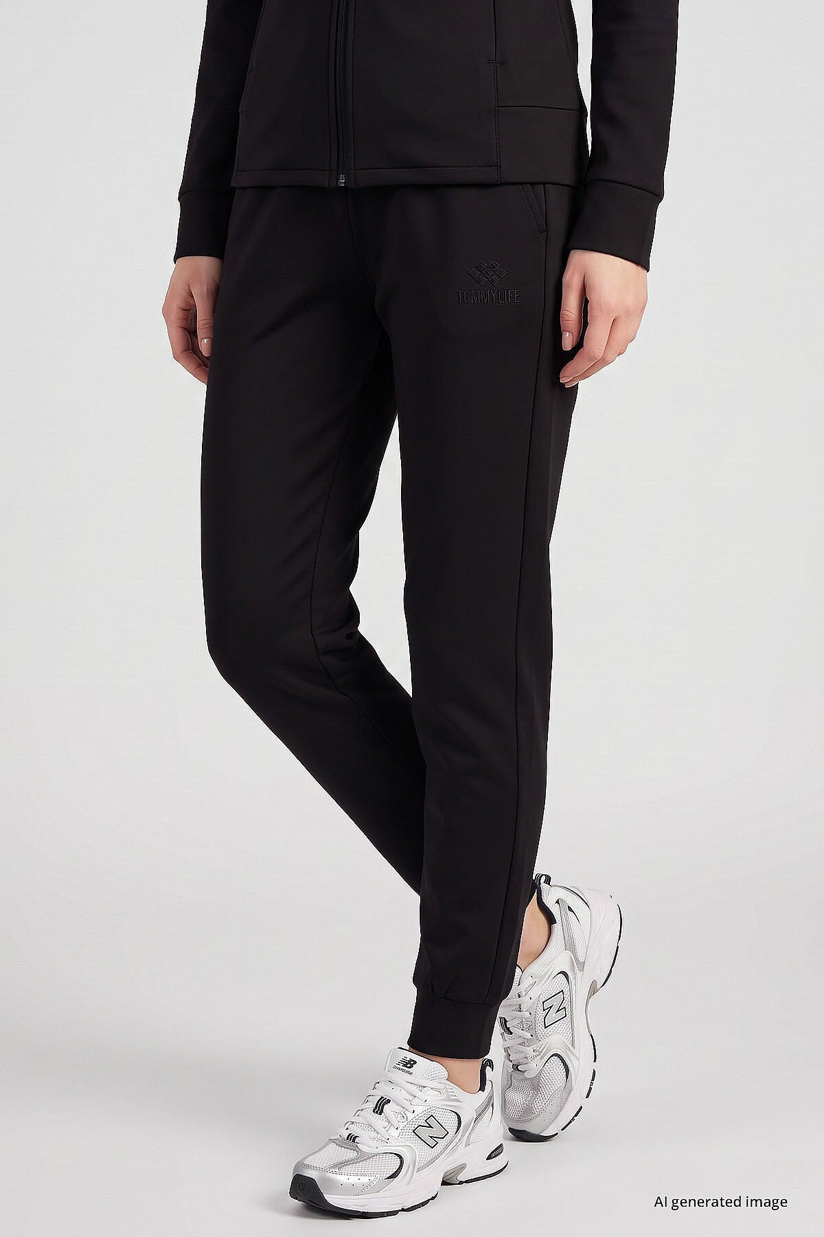 Siyah Slim Fit Kadın Eşofman Takım - 95357