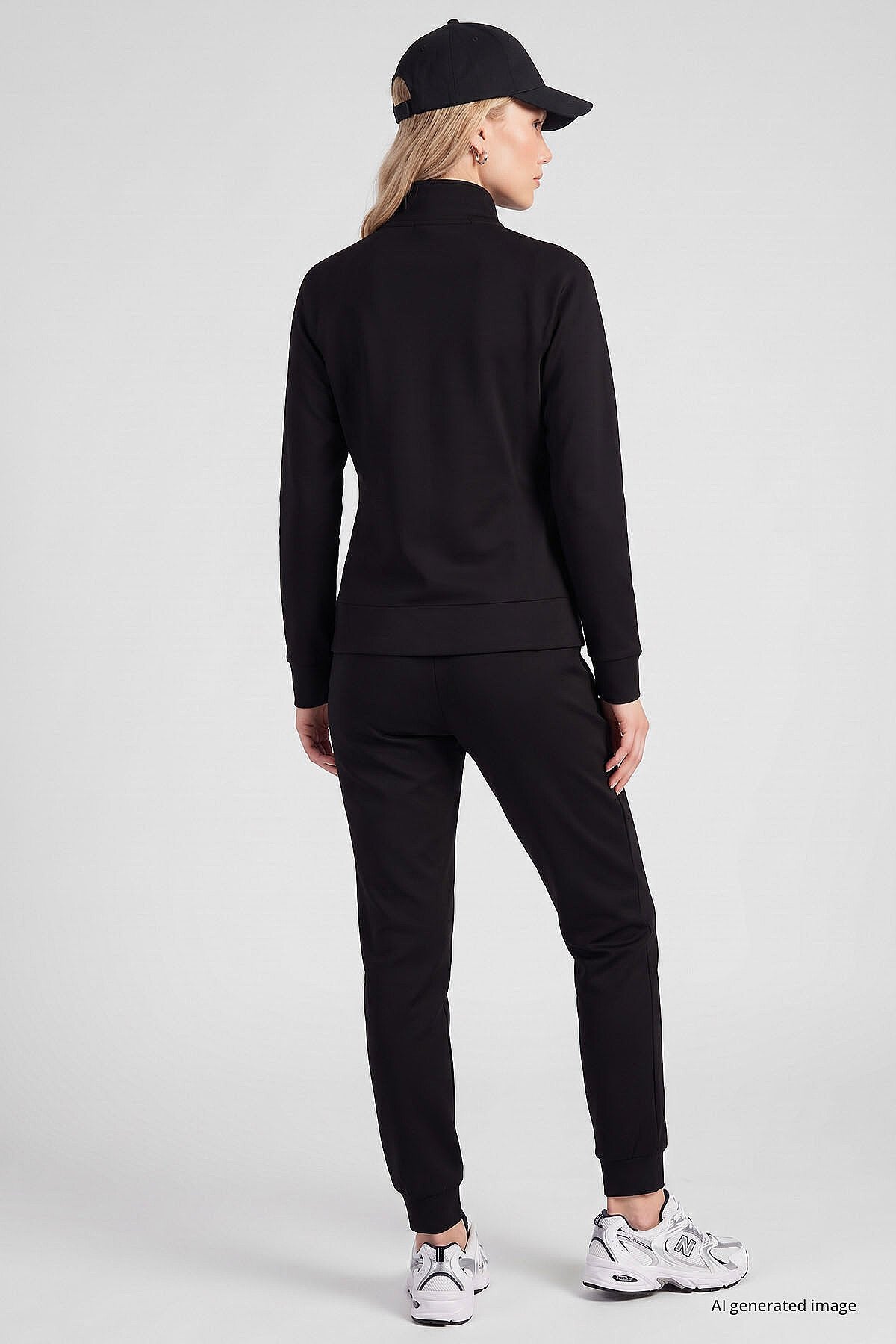 Siyah Slim Fit Kadın Eşofman Takım - 95357