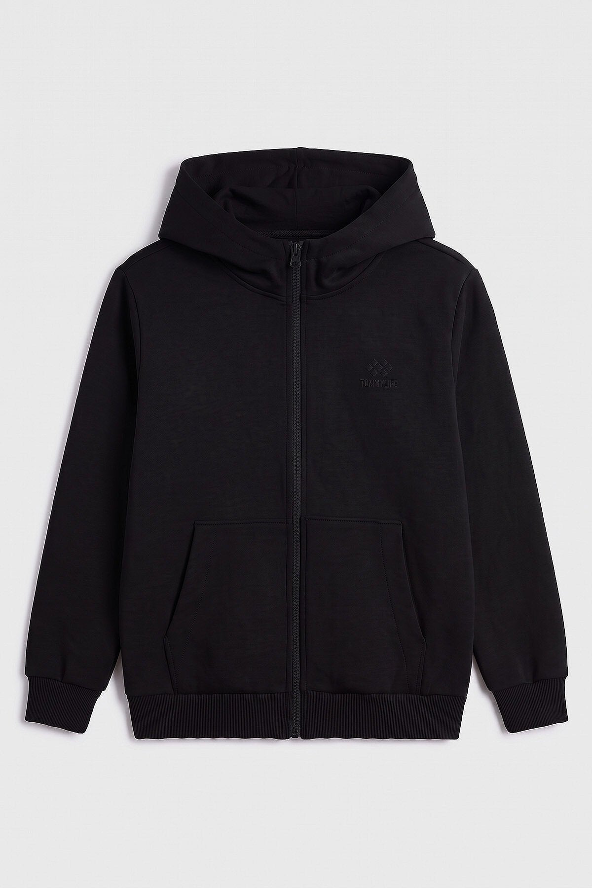 Siyah Standart Kalıp Basic Erkek Çocuk Sweatshirt - 11336