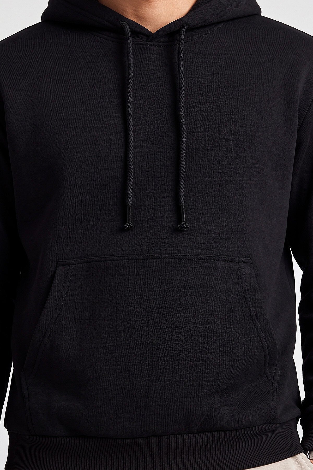 Siyah Standart Kalıp Basic Erkek Sweatshirt - 88513