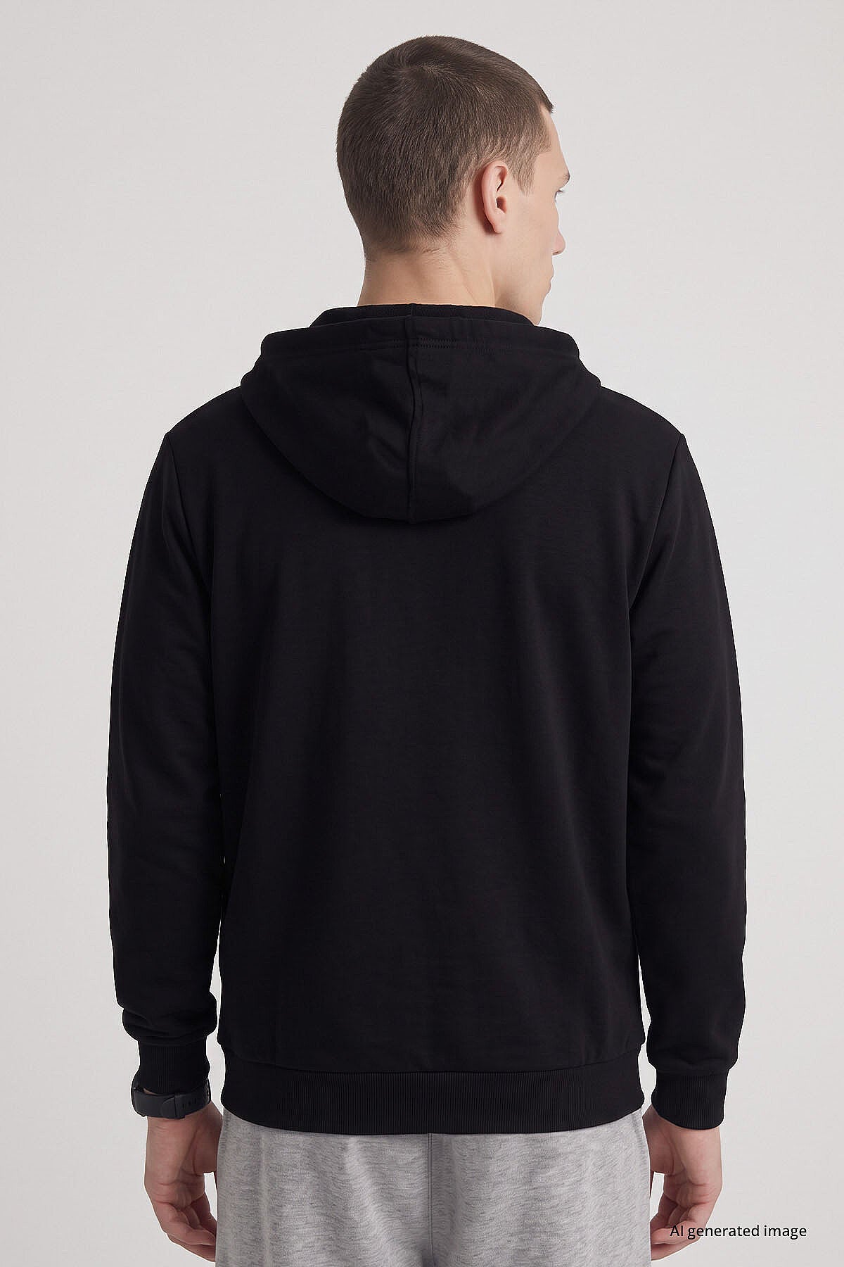 Siyah Standart Kalıp Basic Fermuarlı Erkek Sweatshirt - 88514