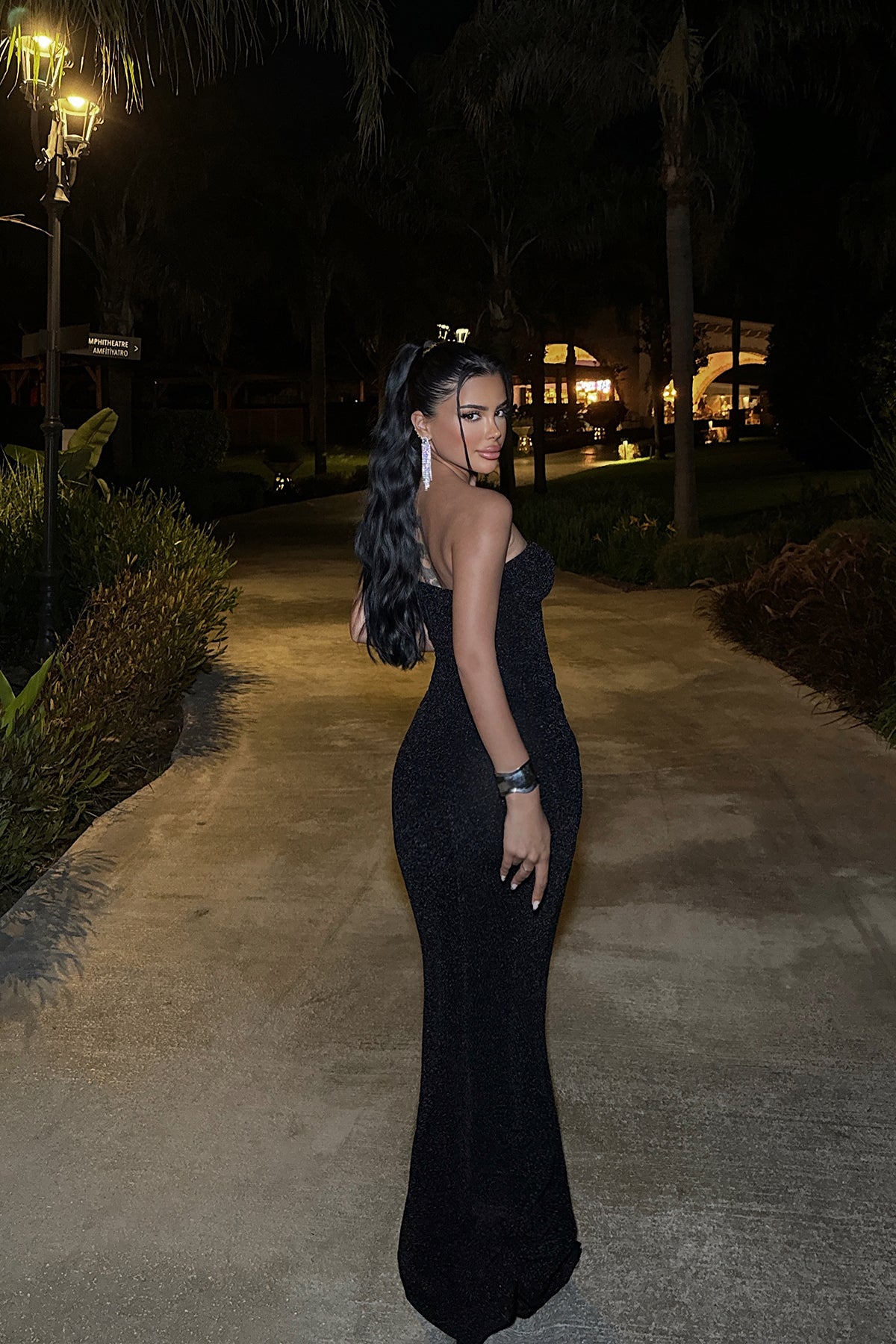 Siyah Dianora Straplez Elbise ATE-0990