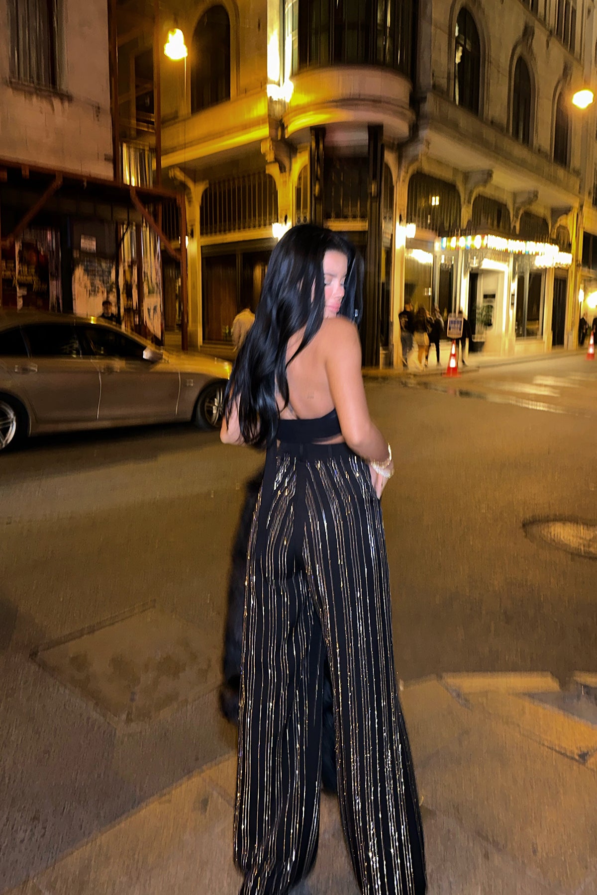 NORA Siyah Taş Detay Pantolon ATE-0472