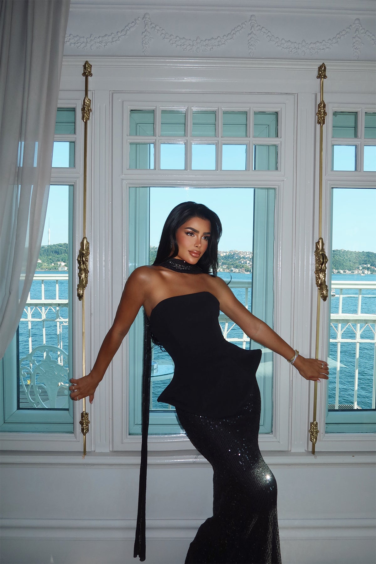 Siyah Viona Etek Üst Takım Abiye ATE-2709