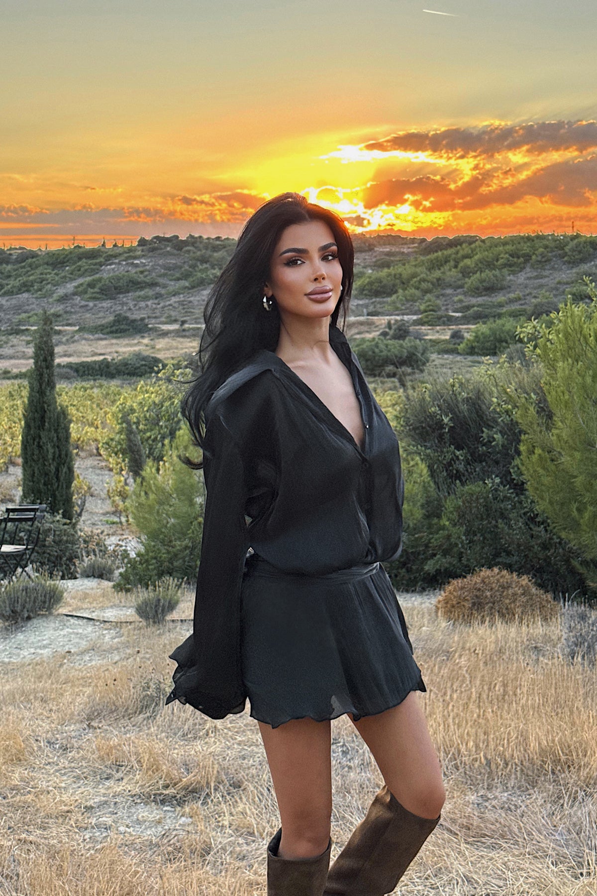 Siyah Nubyen Mini Elbise ATE-3650