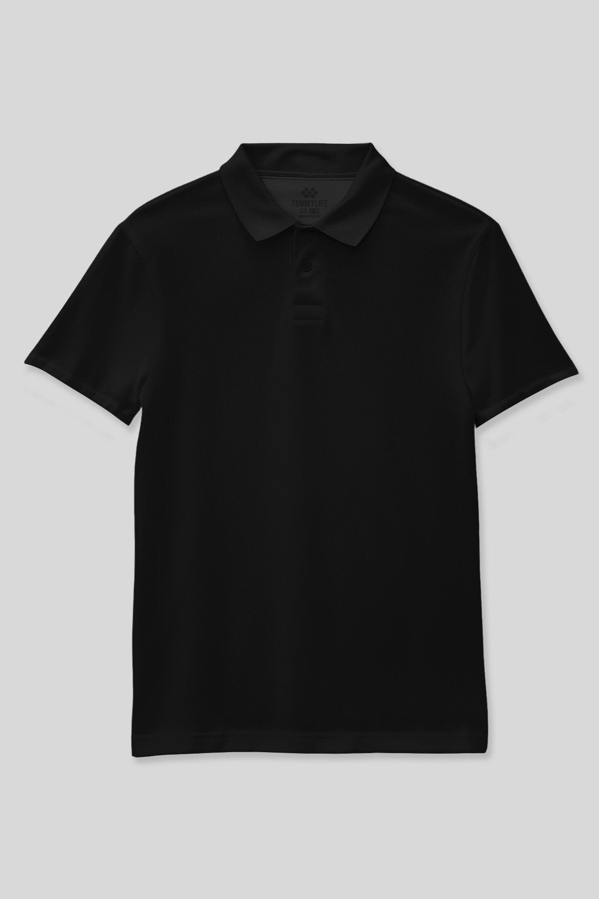Siyah Polo Yaka Standart Fit Basic Unisex Çocuk T-Shirt - 11330