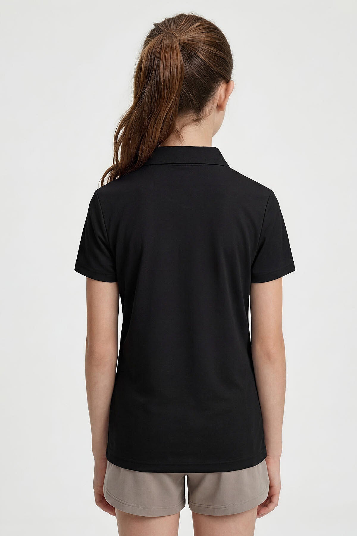 Siyah Polo Yaka Standart Fit Basic Unisex Çocuk T-Shirt - 11330