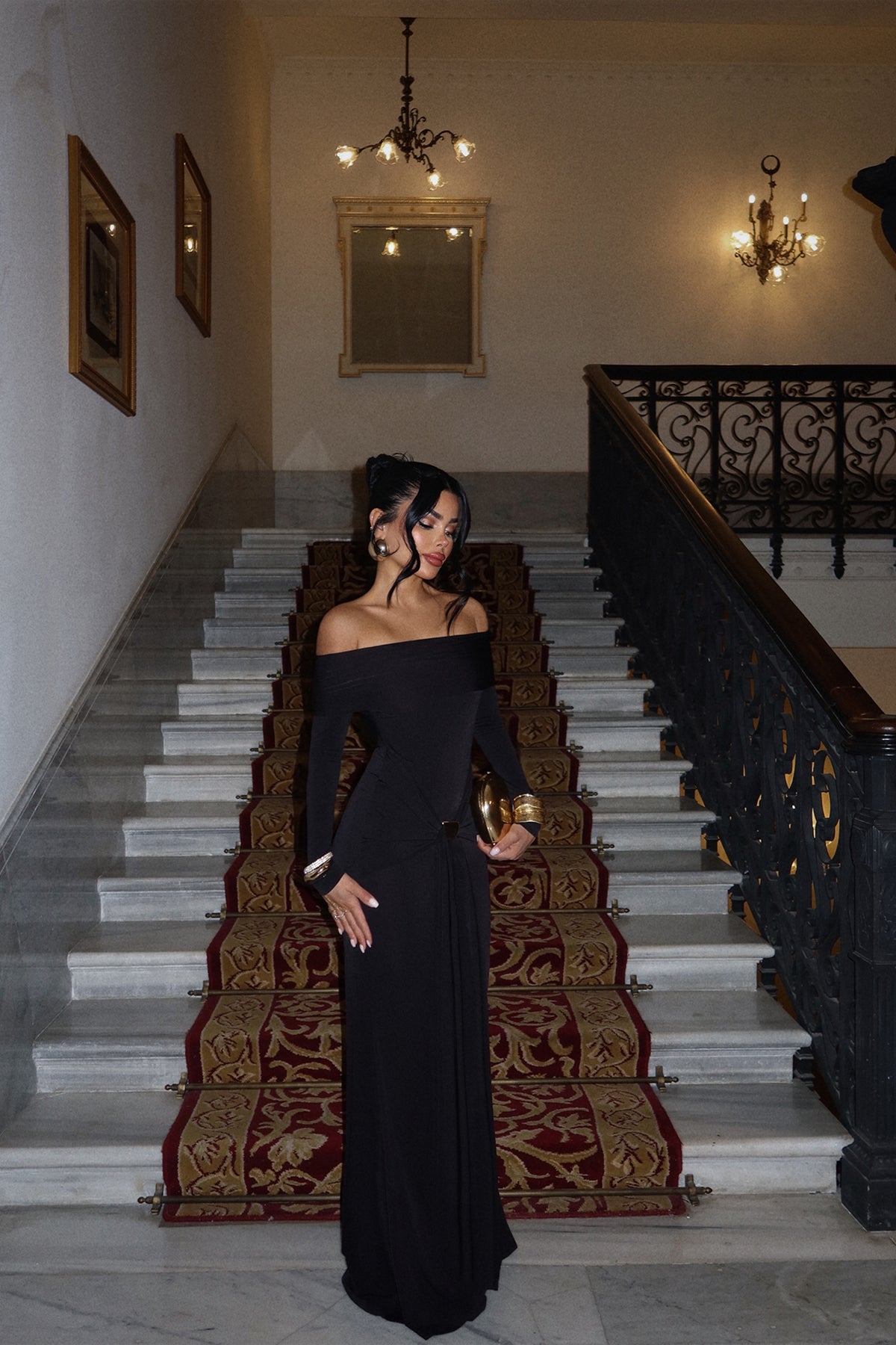 Siyah  Fallon Uzun Elbise ATE-2187