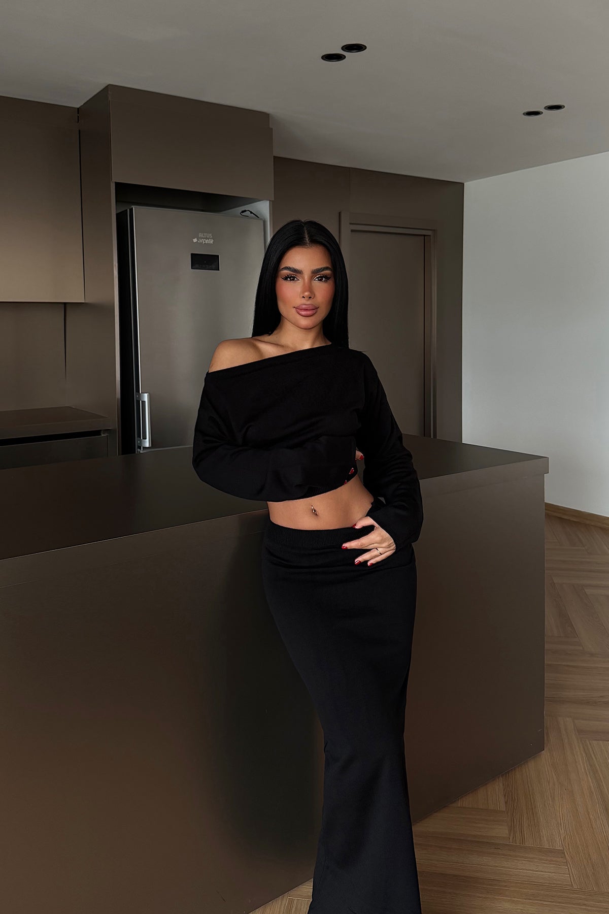 Siyah  Slayha Triko Takım ATE-4066