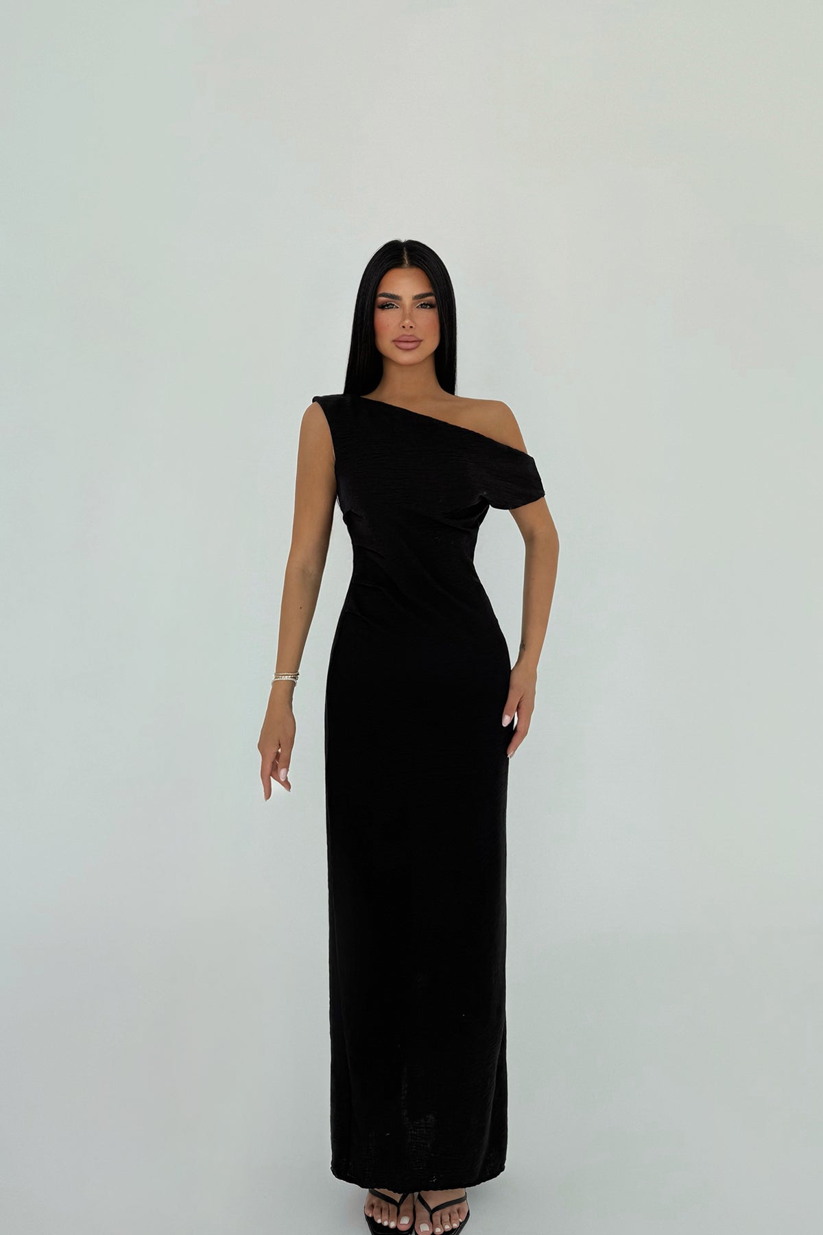 Siyah Clea Uzun Elbise ATE-2692