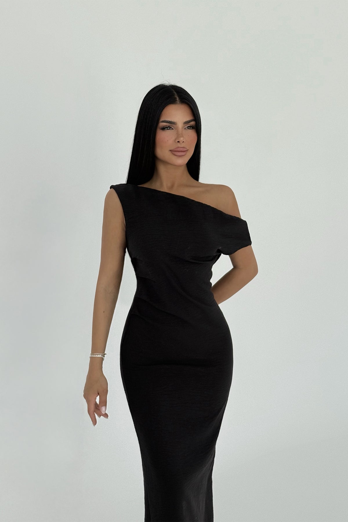 Siyah Clea Uzun Elbise ATE-2692