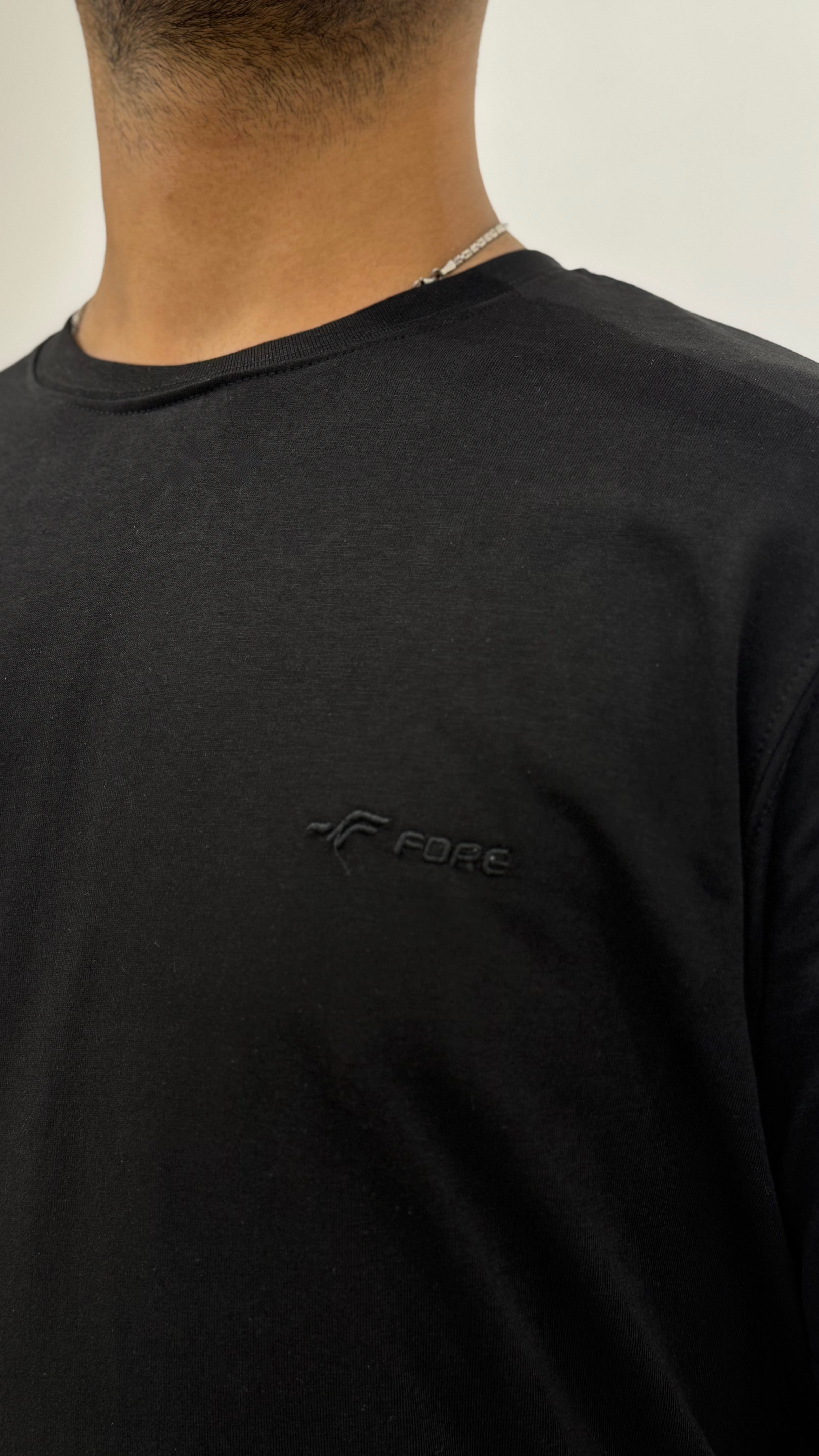 BİSİKLET YAKA NAKIŞ BASKILI TSHİRT