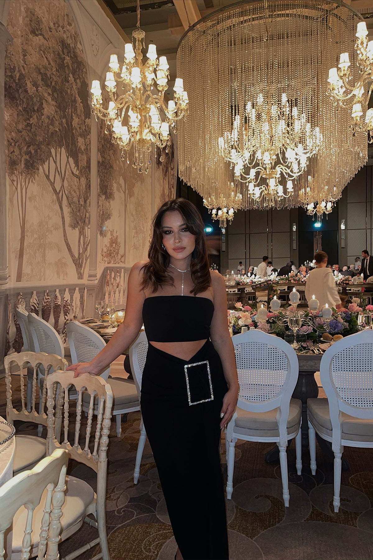 Diana Siyah Taş Detay Elbise ATE1980