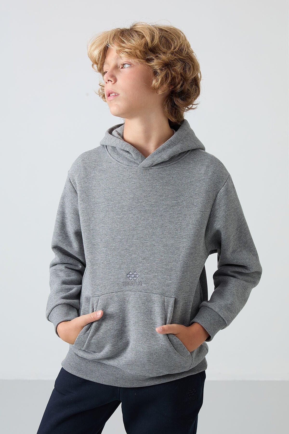 Standart Fit 2'li Paket Siyah-Gri Melanj Erkek Çocuk Sweatshirt - 11215
