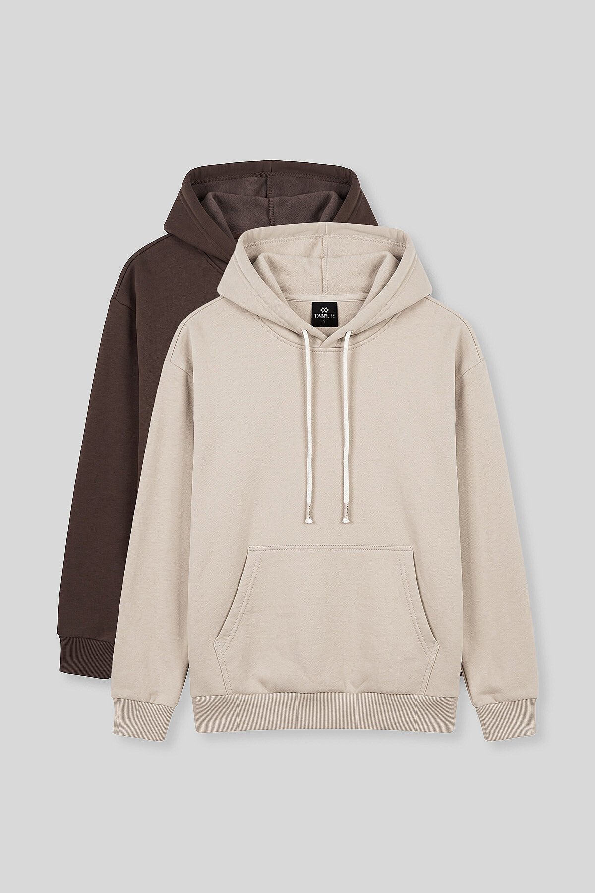 Standart Kalıp 2'li Paket Bej-Kahverengi Erkek Sweatshirt - 88513
