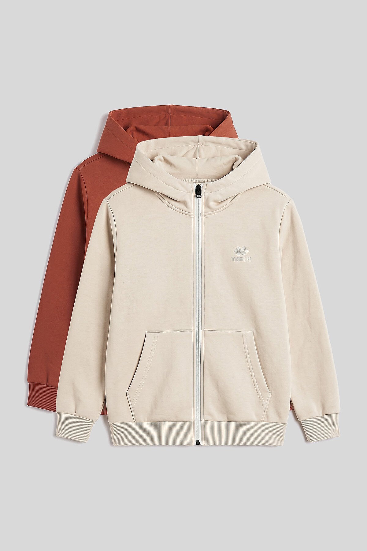 Standart Kalıp 2'li Paket Bej-Kiremit Erkek Çocuk Sweatshirt - 11336