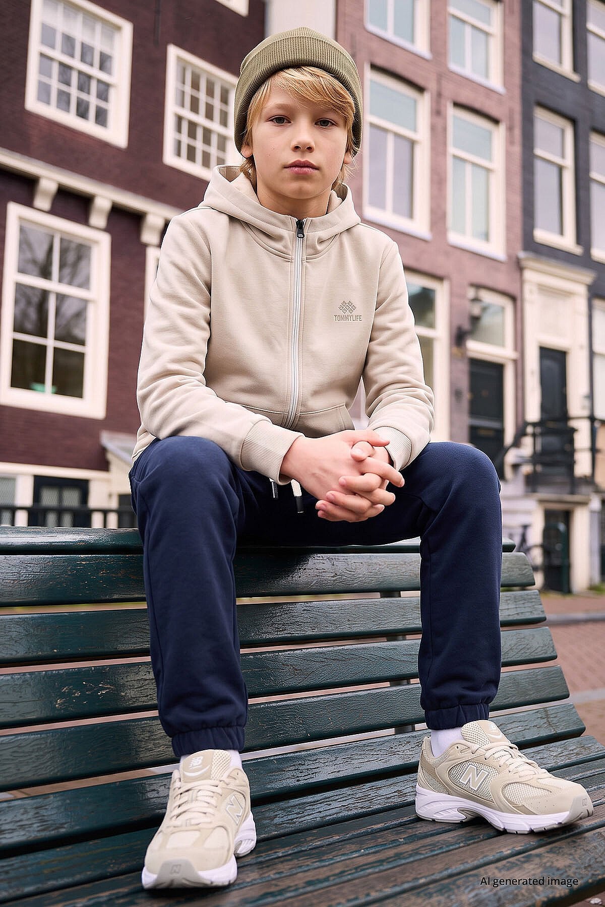 Standart Kalıp 2'li Paket Bej-Kiremit Erkek Çocuk Sweatshirt - 11336