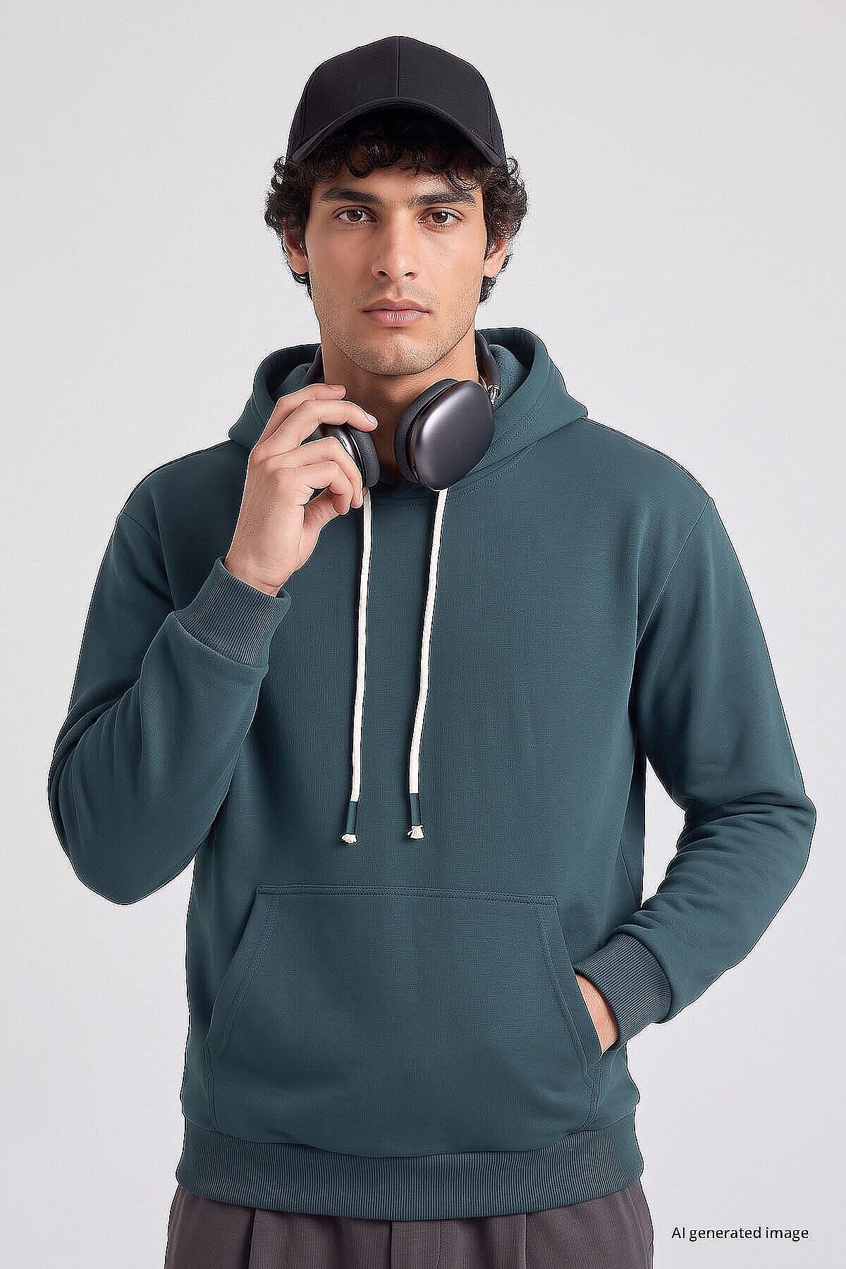 Standart Kalıp 2'li Paket Bej-Orman Yeşili Erkek Sweatshirt - 88513