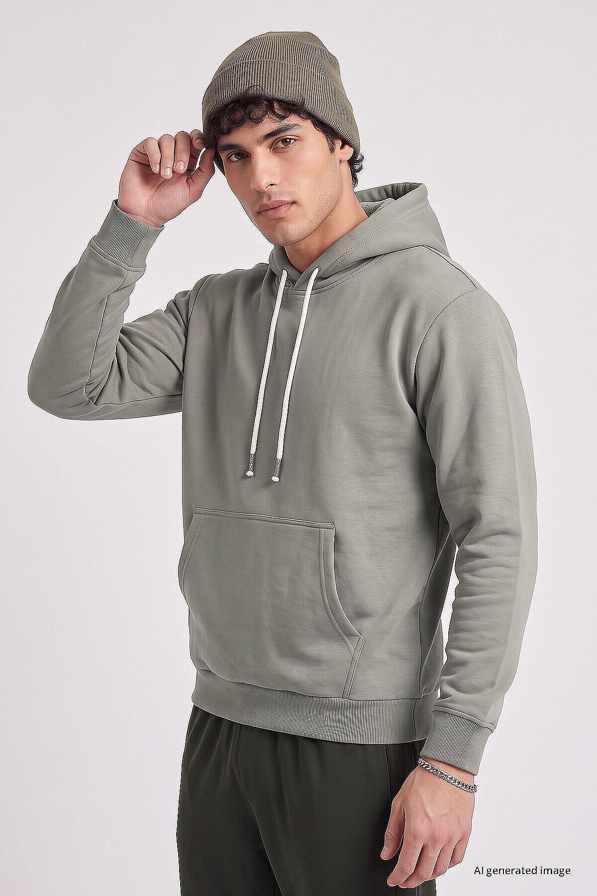 Standart Kalıp 2'li Paket Ekru-Koyu Bej Erkek Sweatshirt - 88513