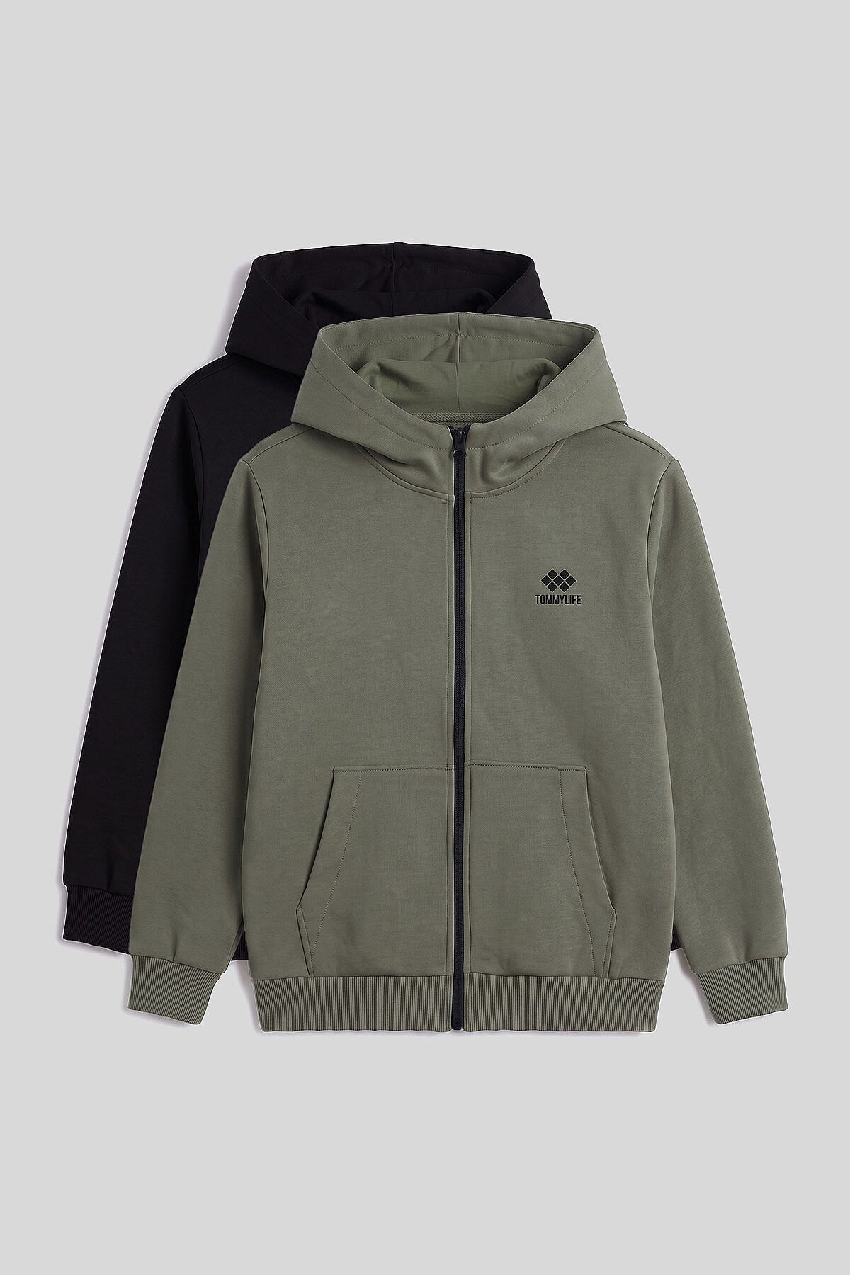 Standart Kalıp 2'li Paket Siyah-Çağla Erkek Çocuk Sweatshirt - 11336