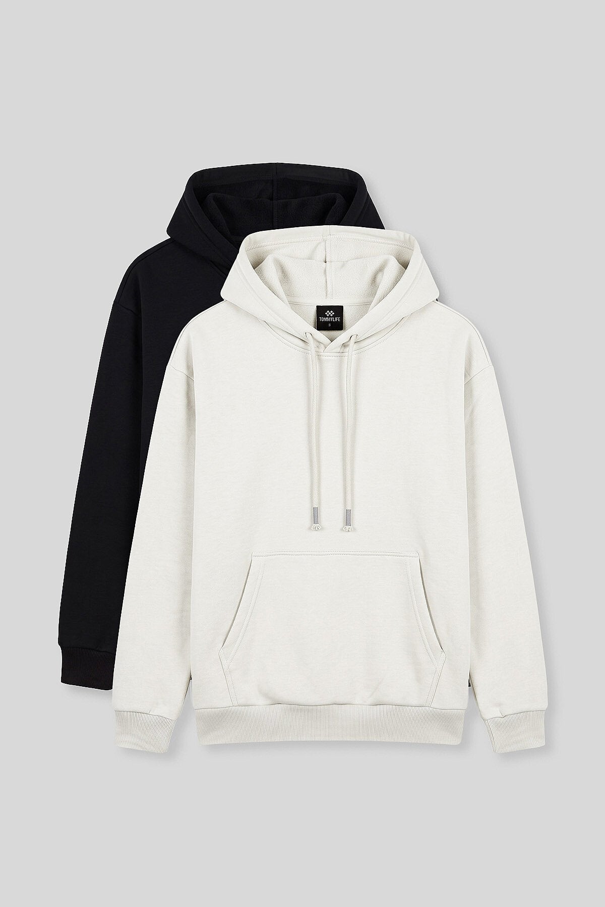 Standart Kalıp 2'li Paket Siyah-Ekru Erkek Sweatshirt - 88513