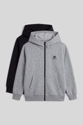 Standart Kalıp 2'li Paket Siyah-Gri Melanj Erkek Çocuk Sweatshirt - 11336