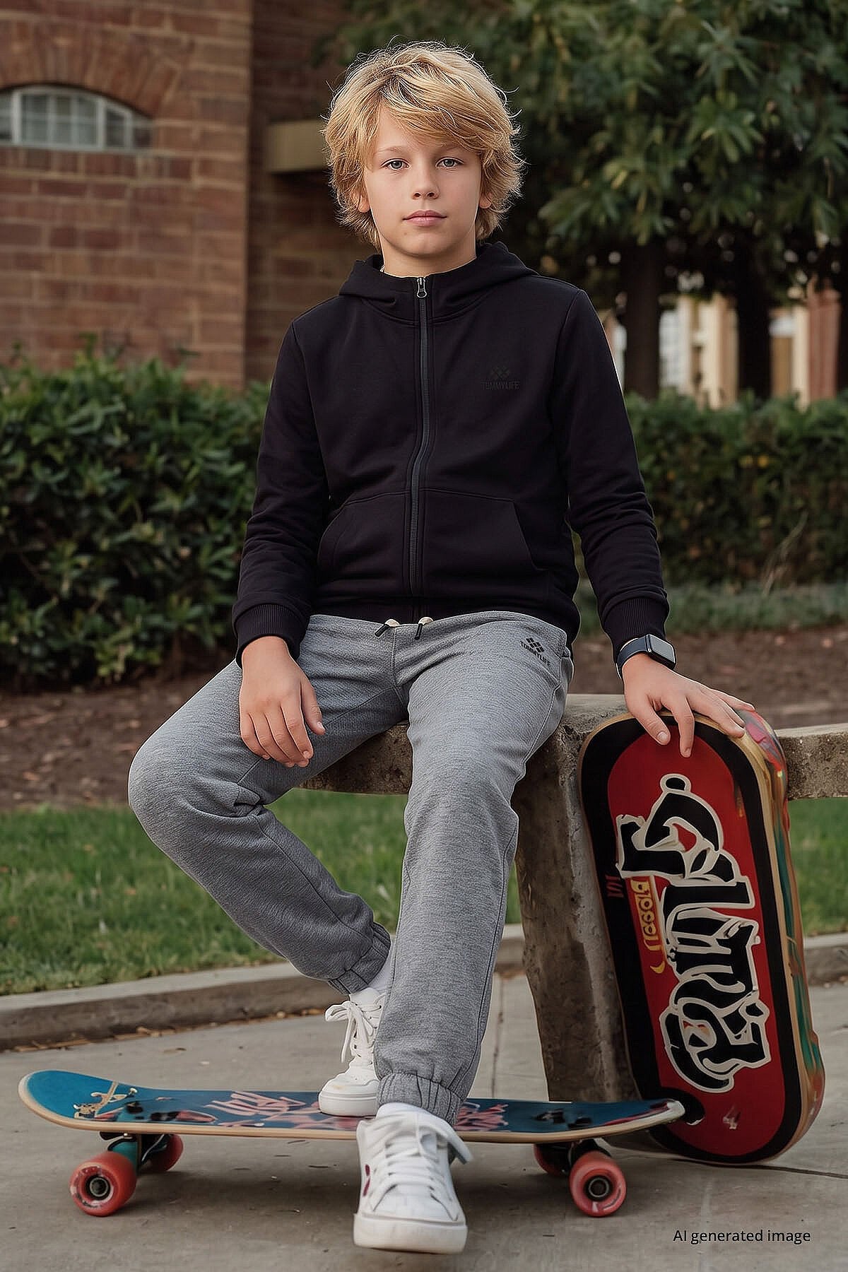 Standart Kalıp 2'li Paket Siyah-Gri Melanj Erkek Çocuk Sweatshirt - 11336