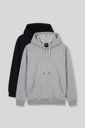 Standart Kalıp 2'li Paket Siyah-Gri Melanj Erkek Sweatshirt - 88513