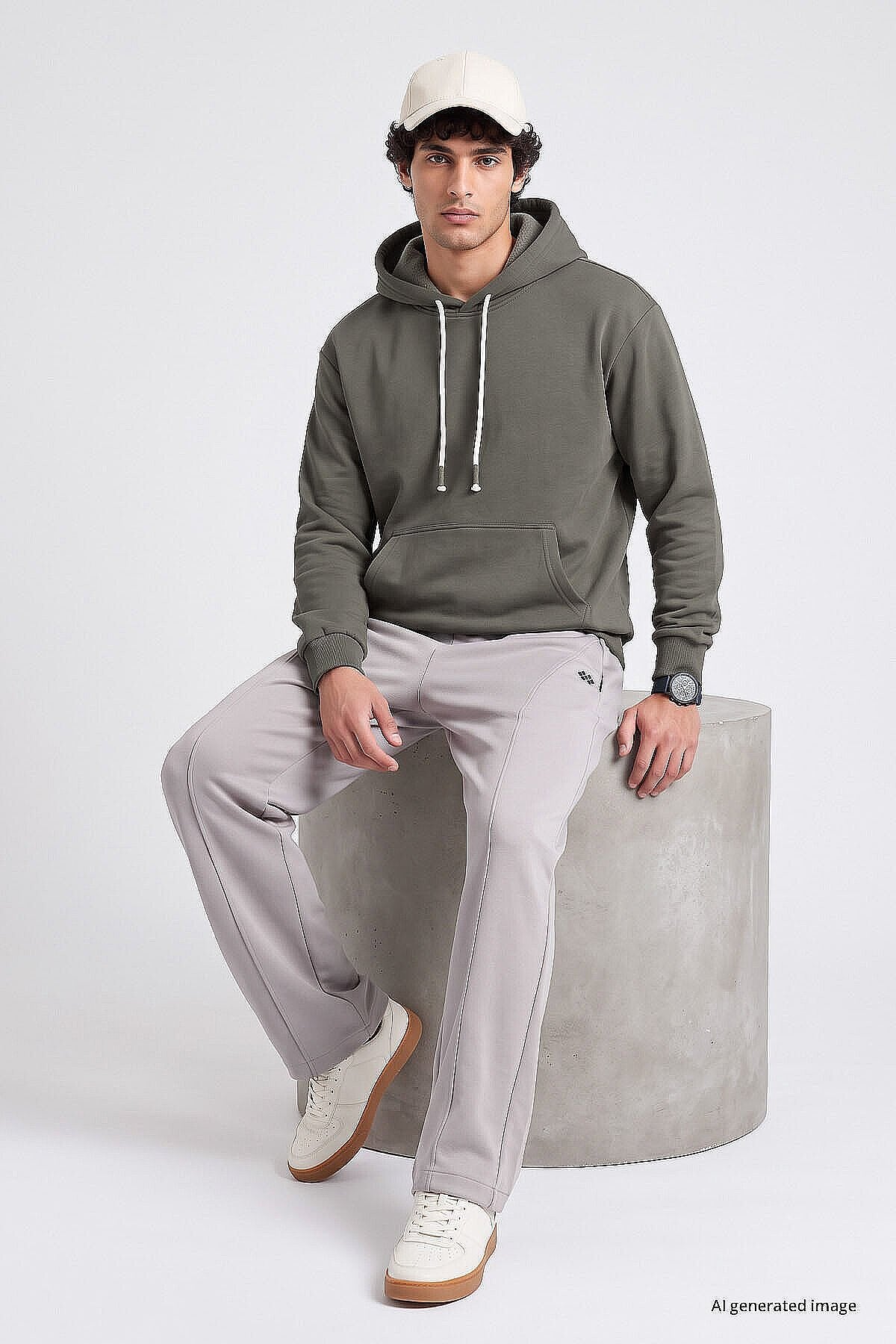 Standart Kalıp 2'li Paket Siyah-Haki Erkek Sweatshirt - 88513