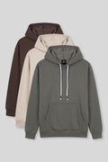 Standart Kalıp 3'lü Paket Haki-Bej-Kahverengi Erkek Sweatshirt - 88513