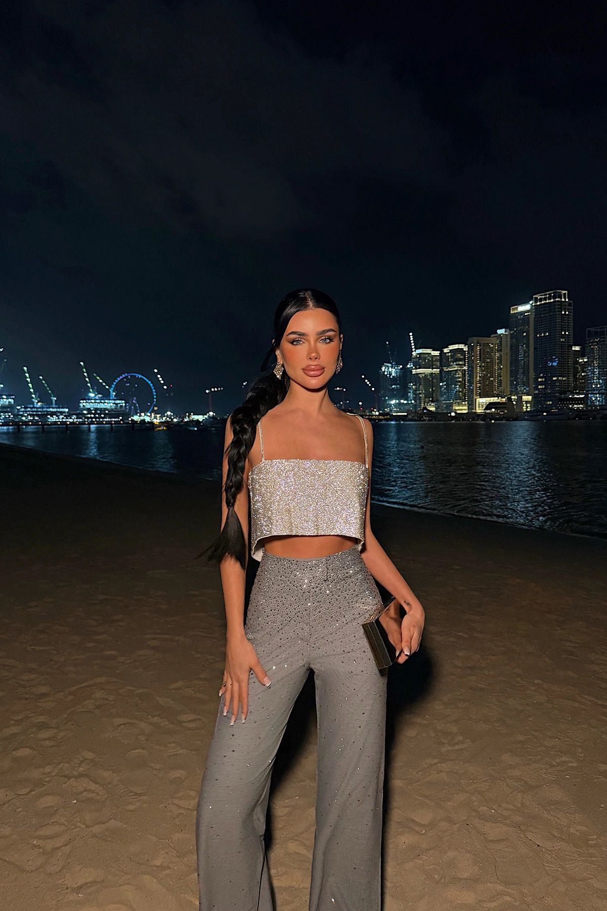 Taş Detay Askılı Crop Top ATE-5007