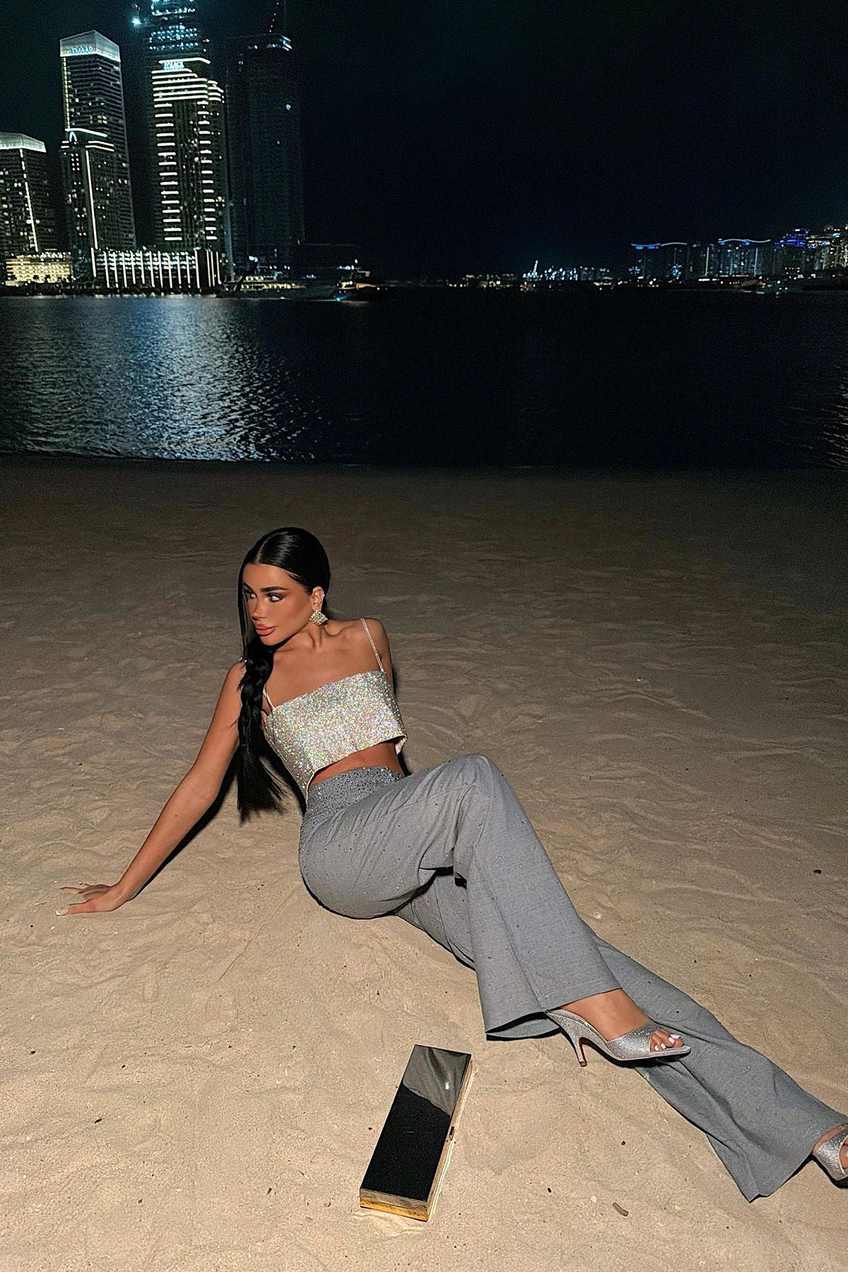 Taş Detay Askılı Crop Top ATE-5007