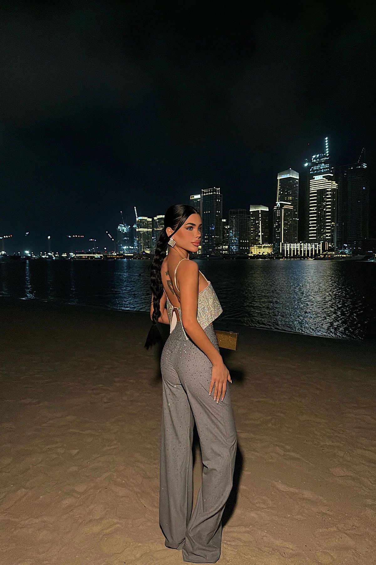 Taş Detay Askılı Crop Top ATE-5007