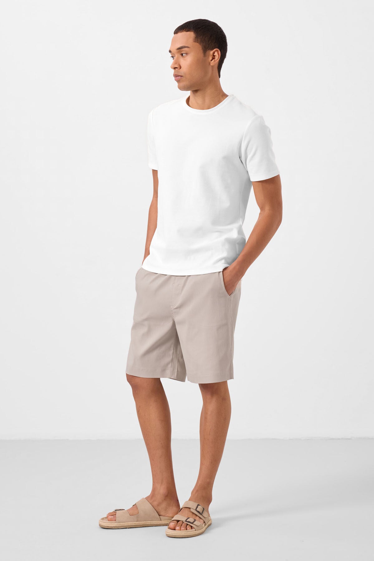 Taş Standart Fit Dokuma Hafif Esnek Chino Erkek Şort - 81289