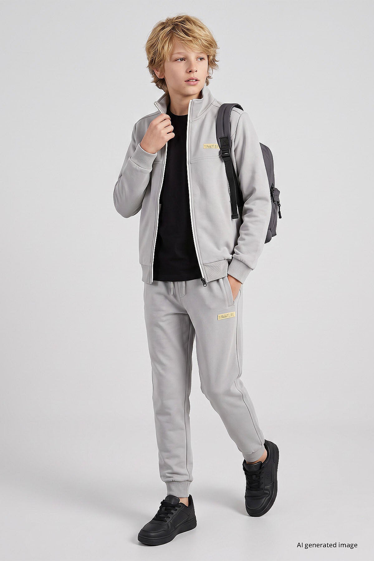 Taş Standart Fit Basic Dik Yaka Jogger Erkek Çocuk Eşofman Takım  - 11327