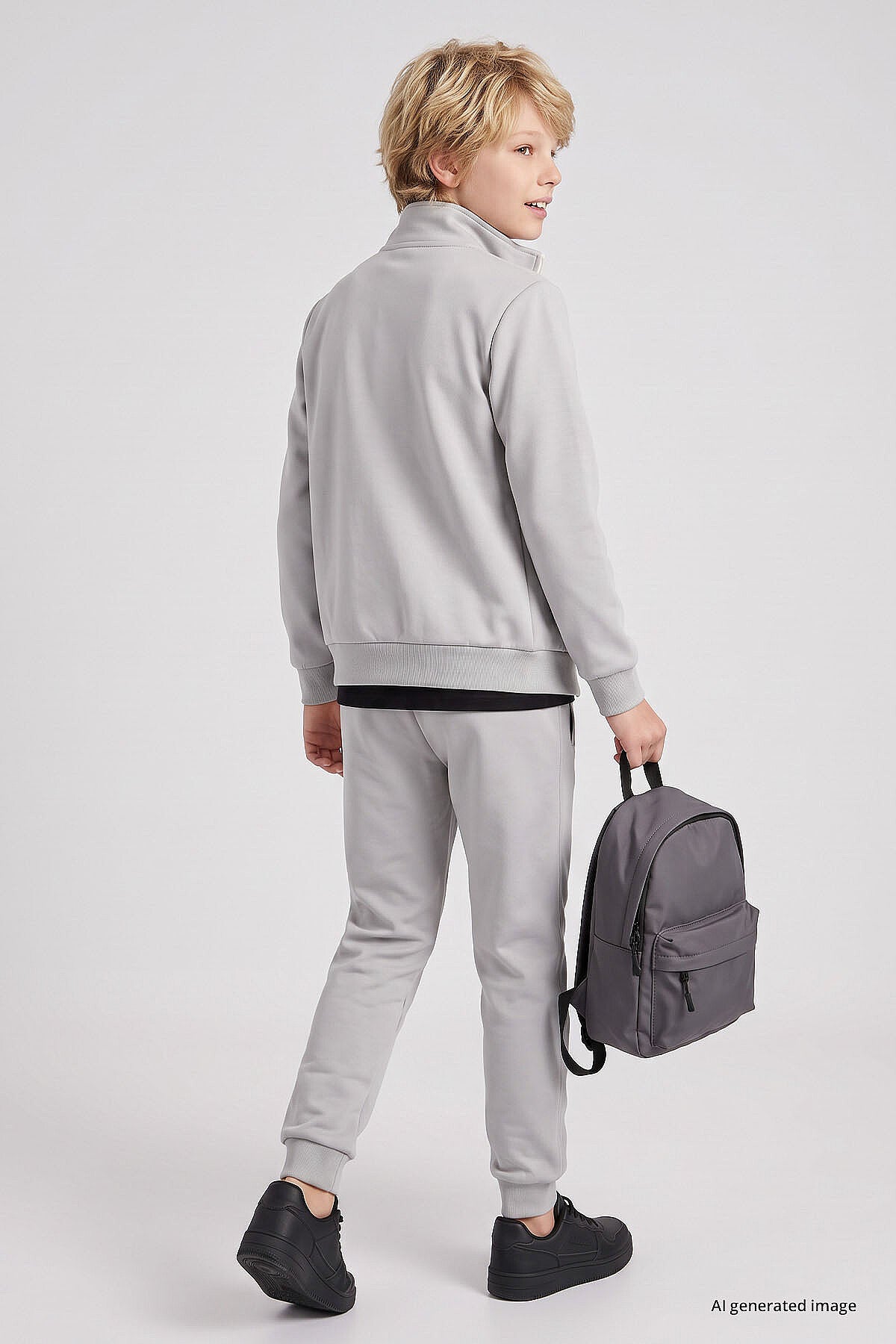 Taş Standart Fit Basic Dik Yaka Jogger Erkek Çocuk Eşofman Takım  - 11327