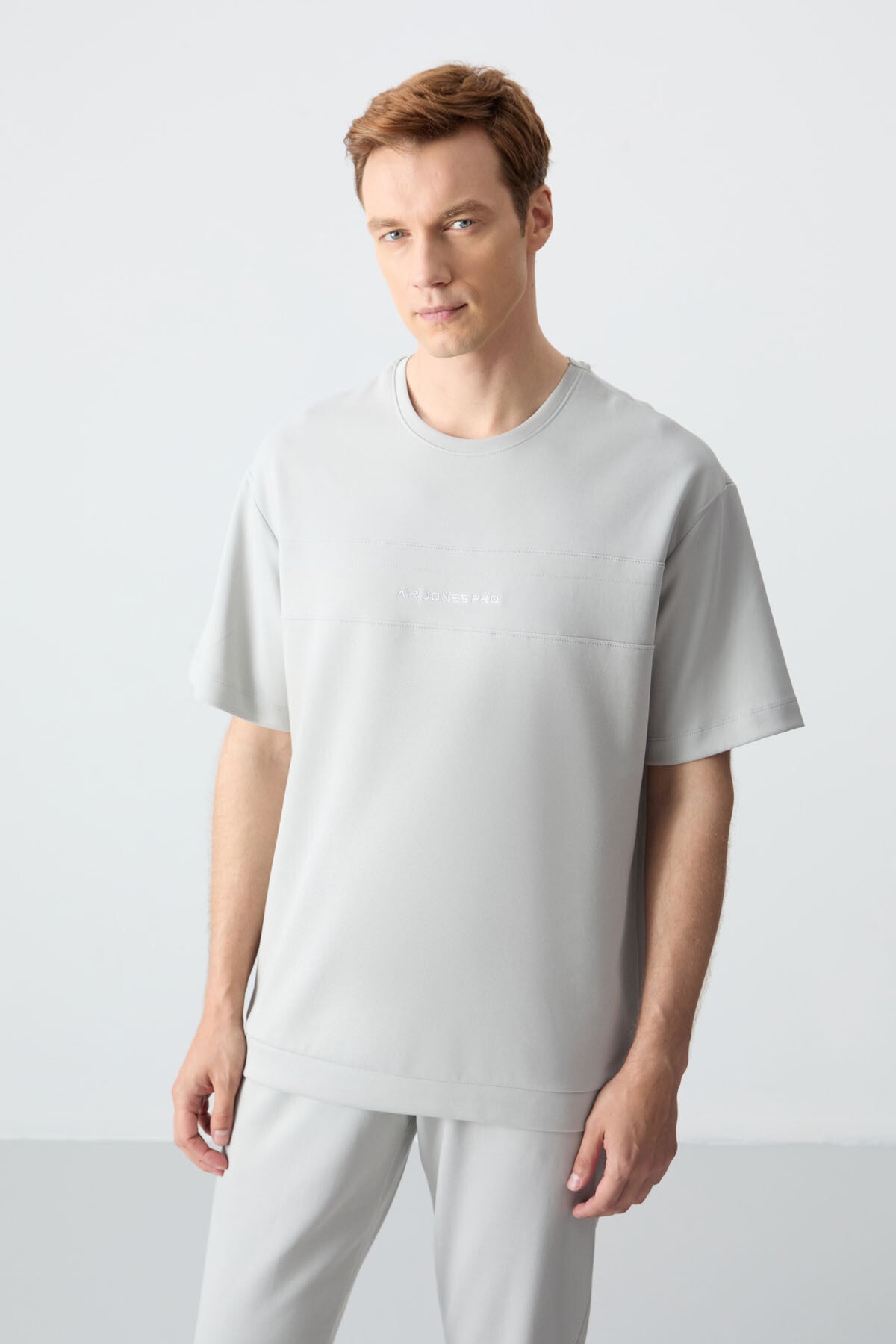 Taş Pamuklu Kalın Yumuşak Dokulu Oversize  Fit Basic Erkek Eşofman Takım - 85261
