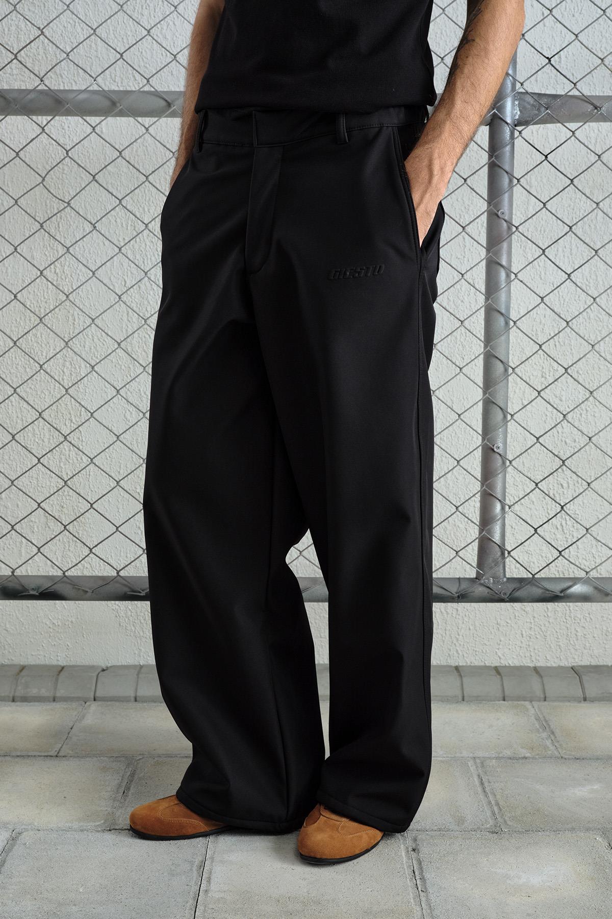 TEKNİK SU GEÇİRMEZ SİYAH PANTOLON