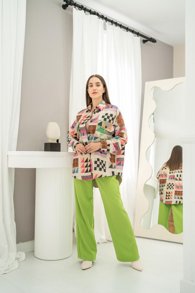 Toptan Fuşya Desenli Kapitone Cepli Gömlek