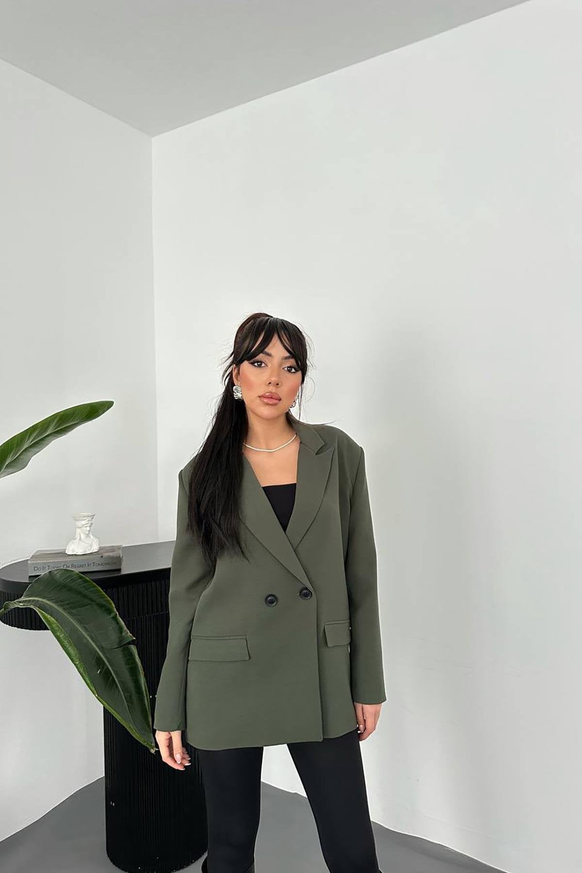 Toptan Haki Blazer Ceket Haki L