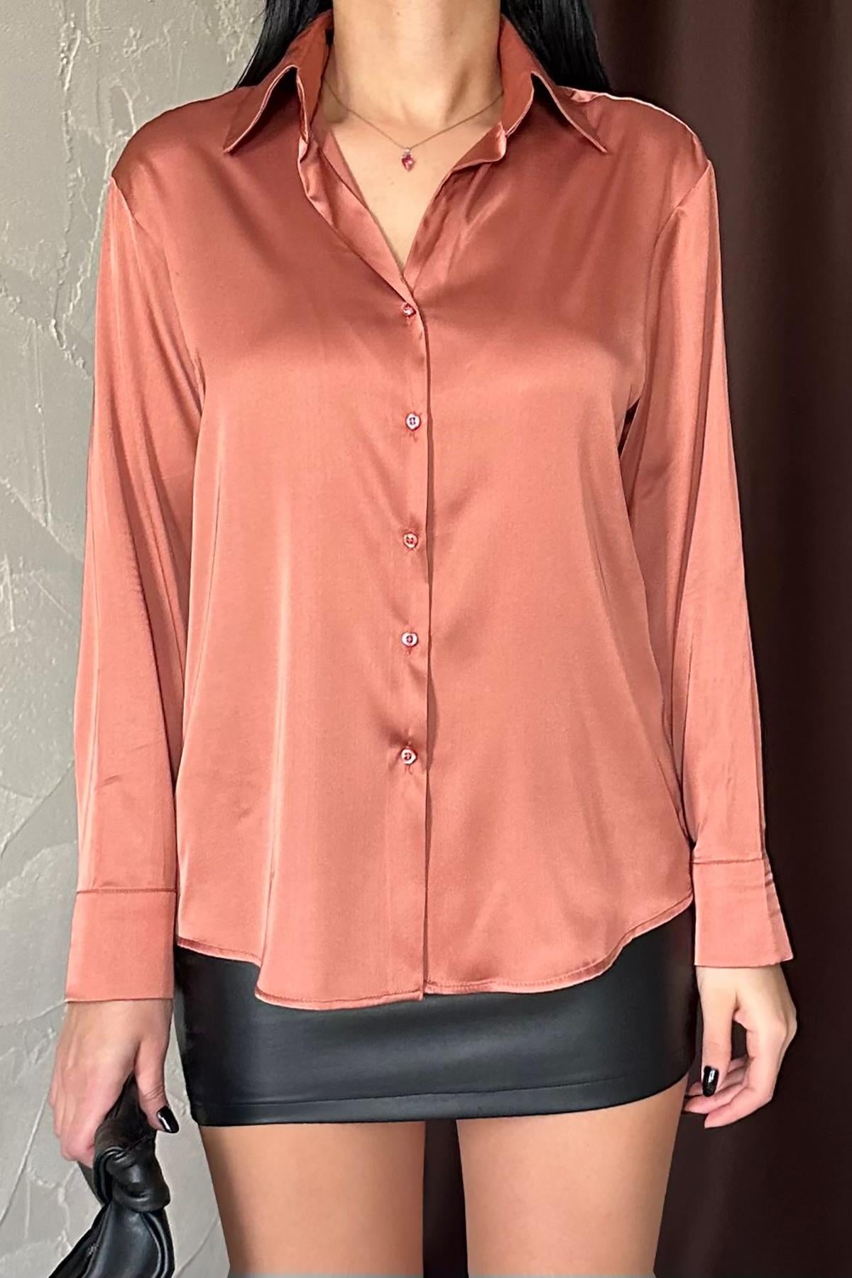 Toptan Kiremit Saten Gömlek