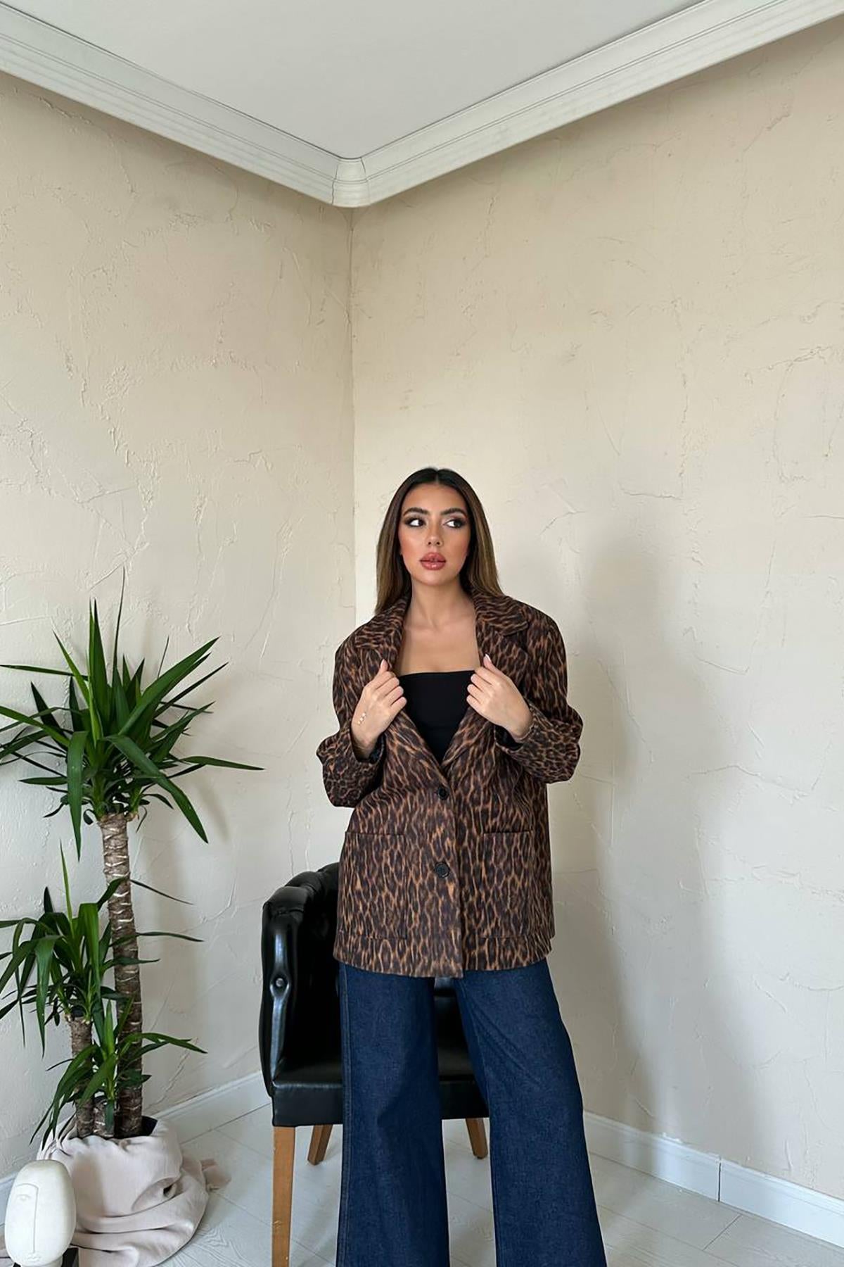 Toptan Leopar Leopar Ceket