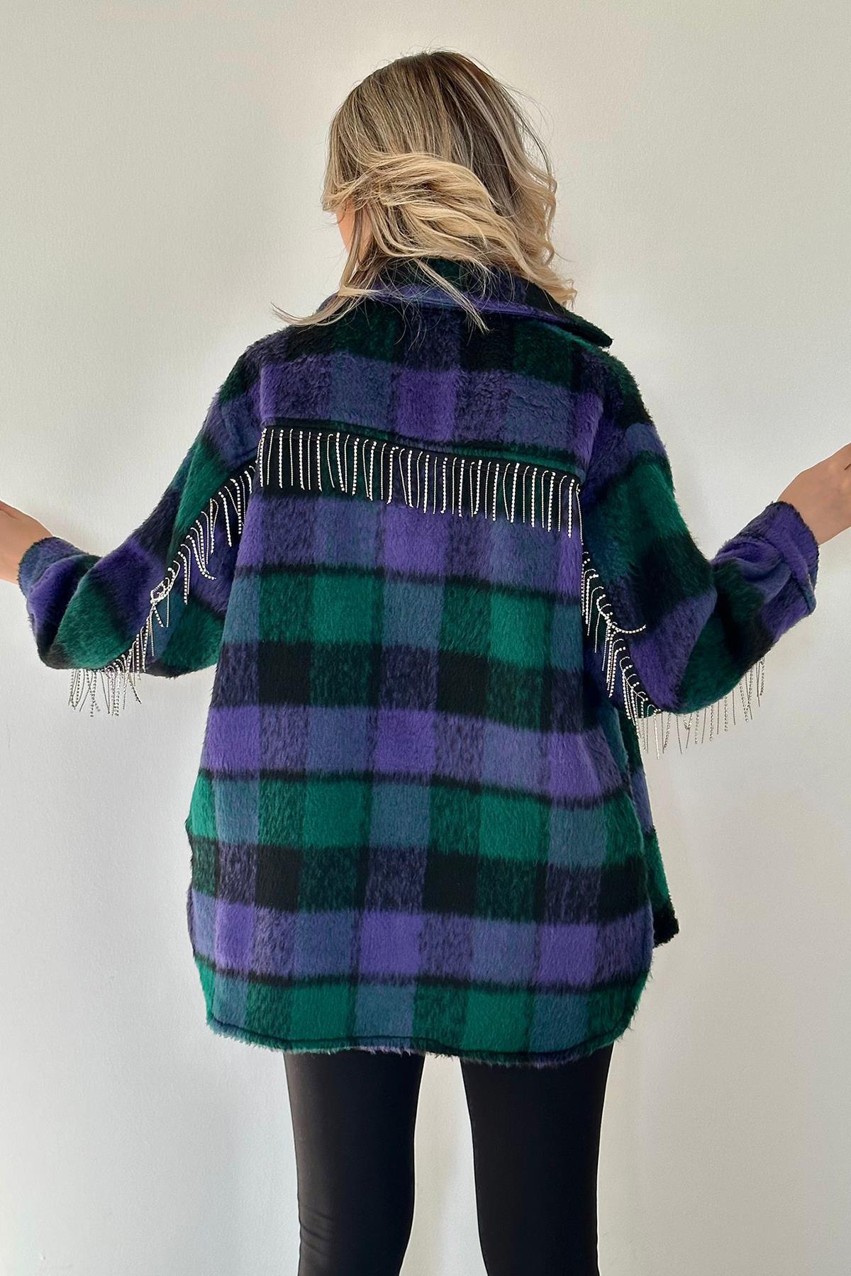 Toptan Mor Buklet Cepli Zincir Taşlı Gömlek